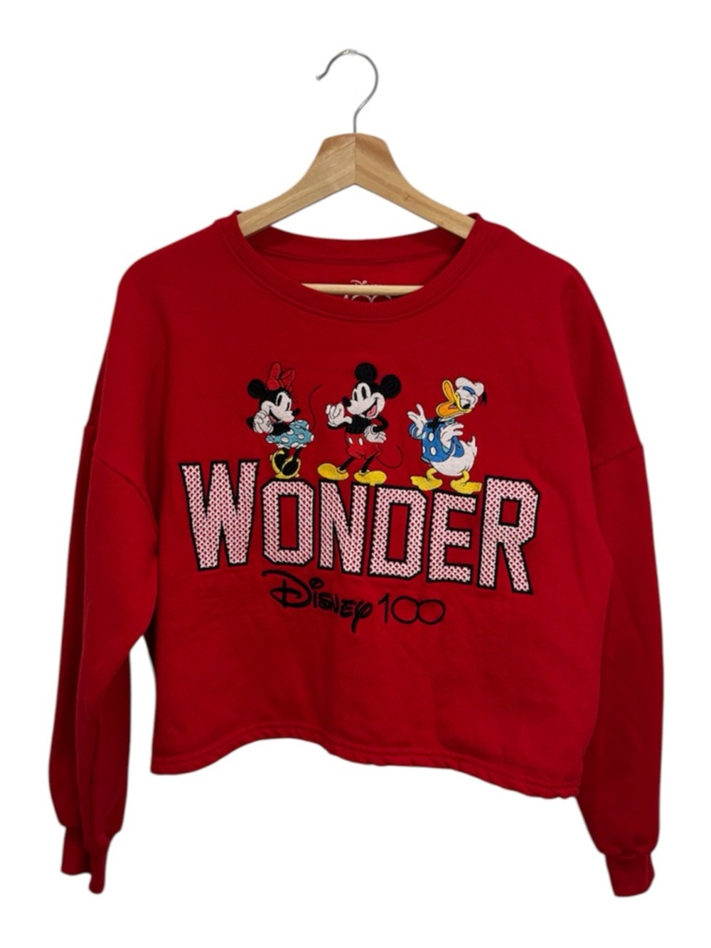 Disney 100 Wonder Mickey Minnie Donald Crop Sweatshirt Kids L